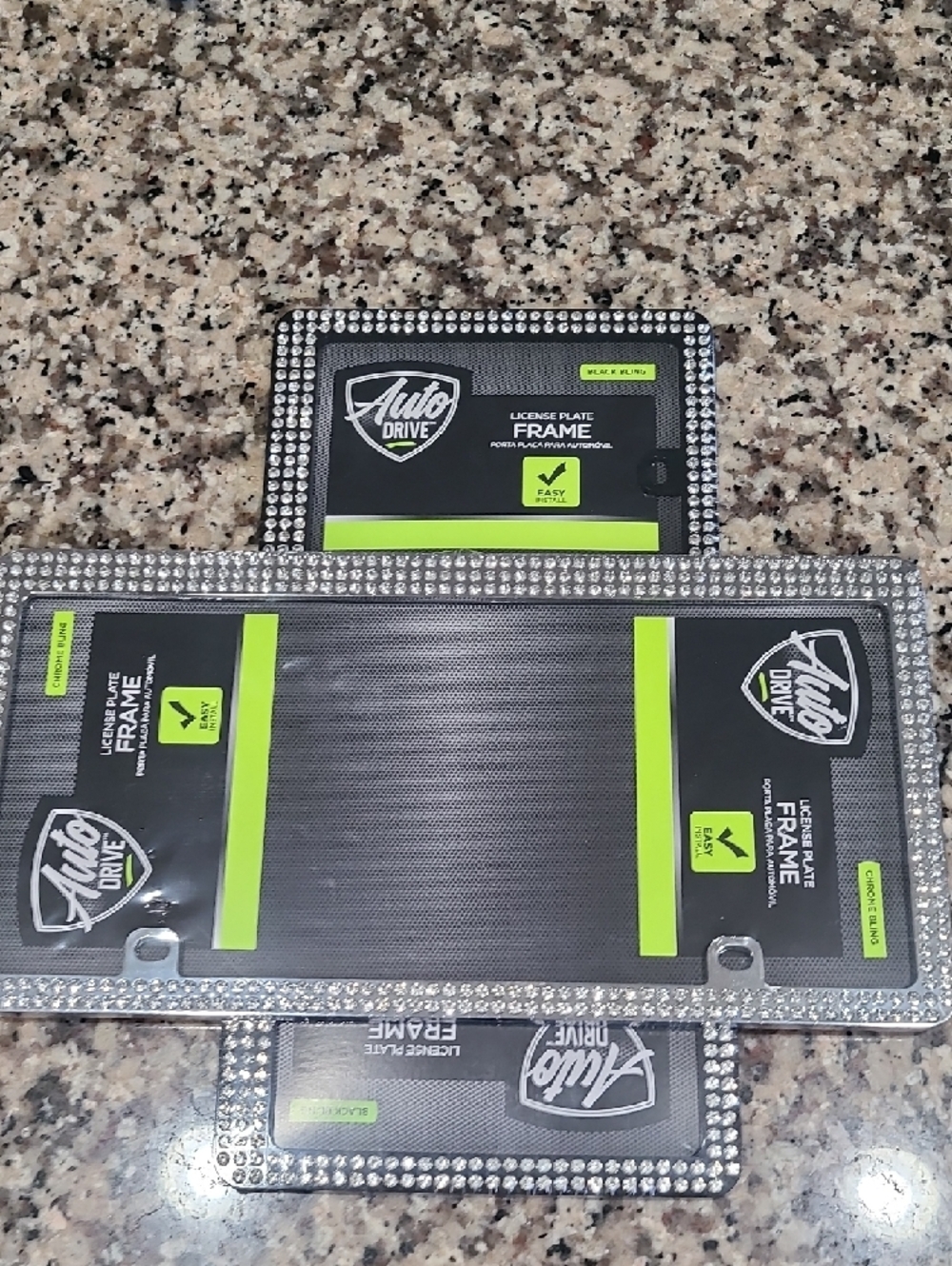 NEW Set - Rhinestone License Plate Frame - Silver And Black Bling - Picture 6 of 7